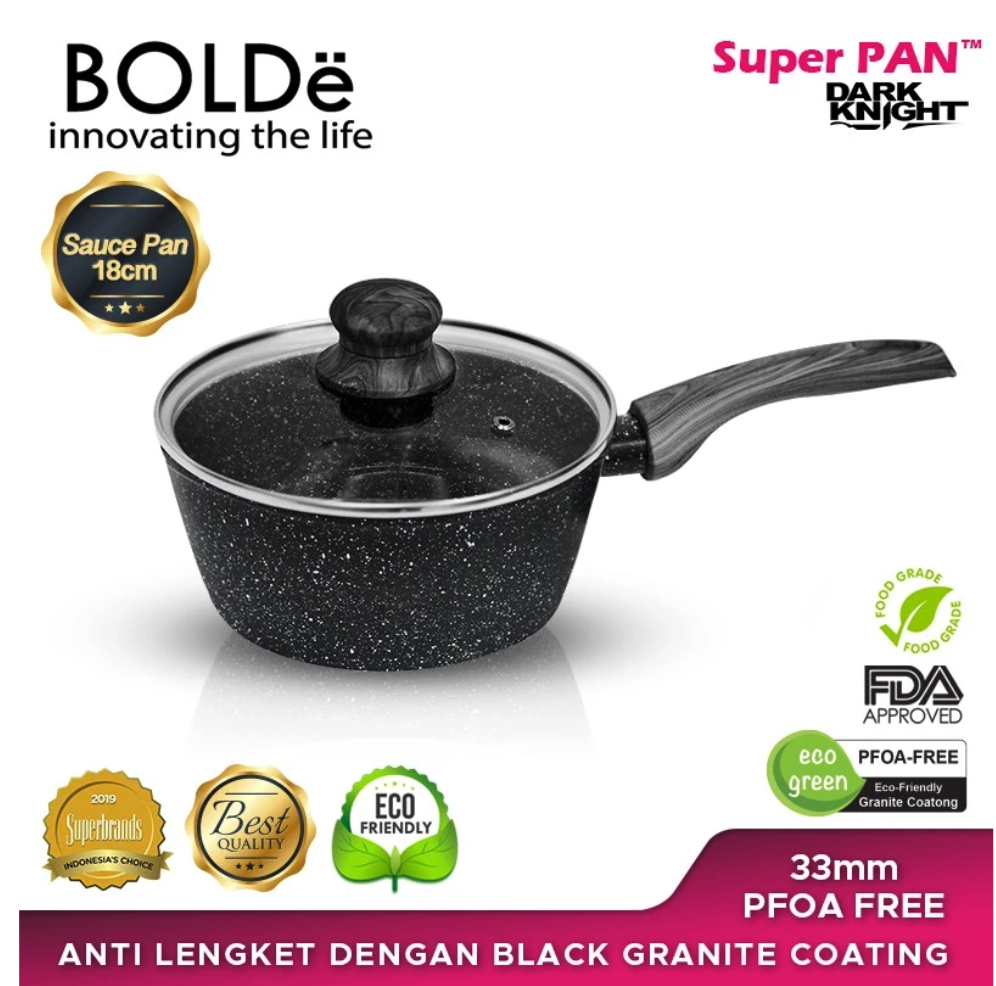 Bolde Inovasi Global BOLDe Sauce Pan + Lid 18 cm Dark Knight