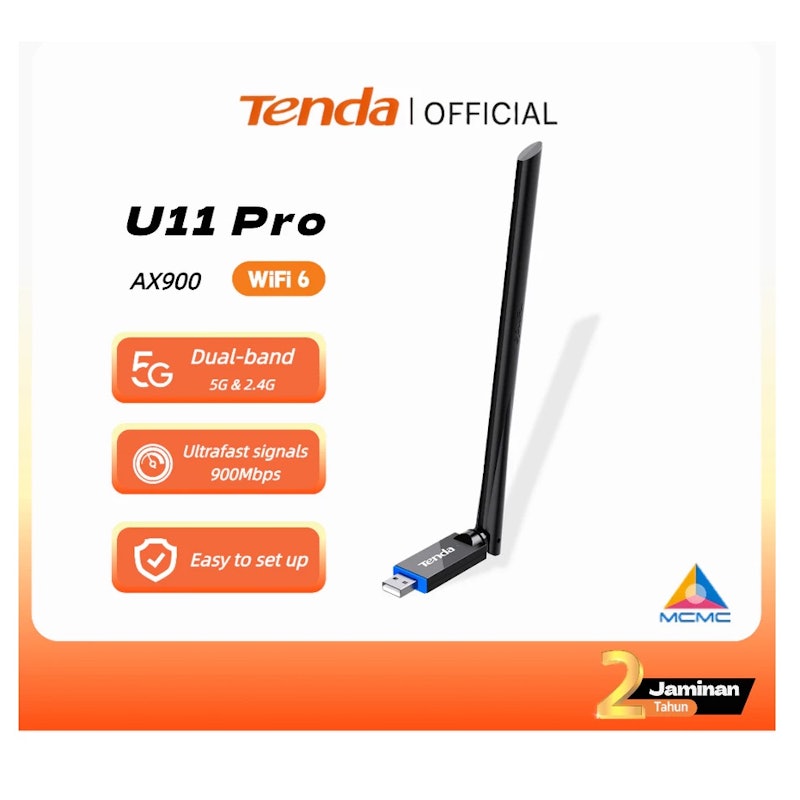 Tenda Adaptor Jaringan Nirkabel WiFi 6 U11 Pro