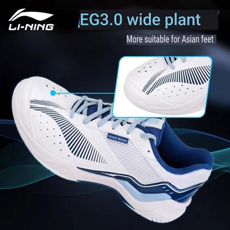 Li-Ning Badminton Shoes Sonic Boom Wide White Silver 3
