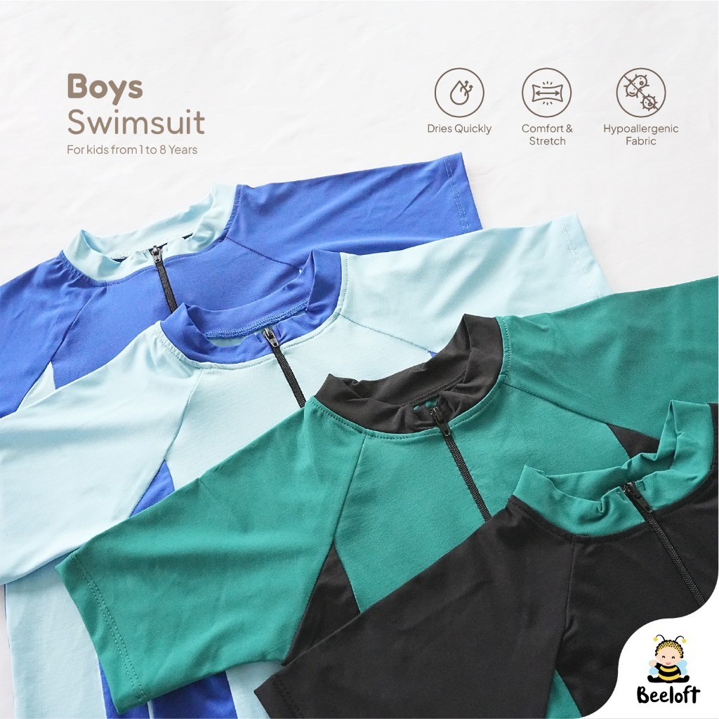Beeloft Baju Renang Anak Laki-laki Shadow Green 4