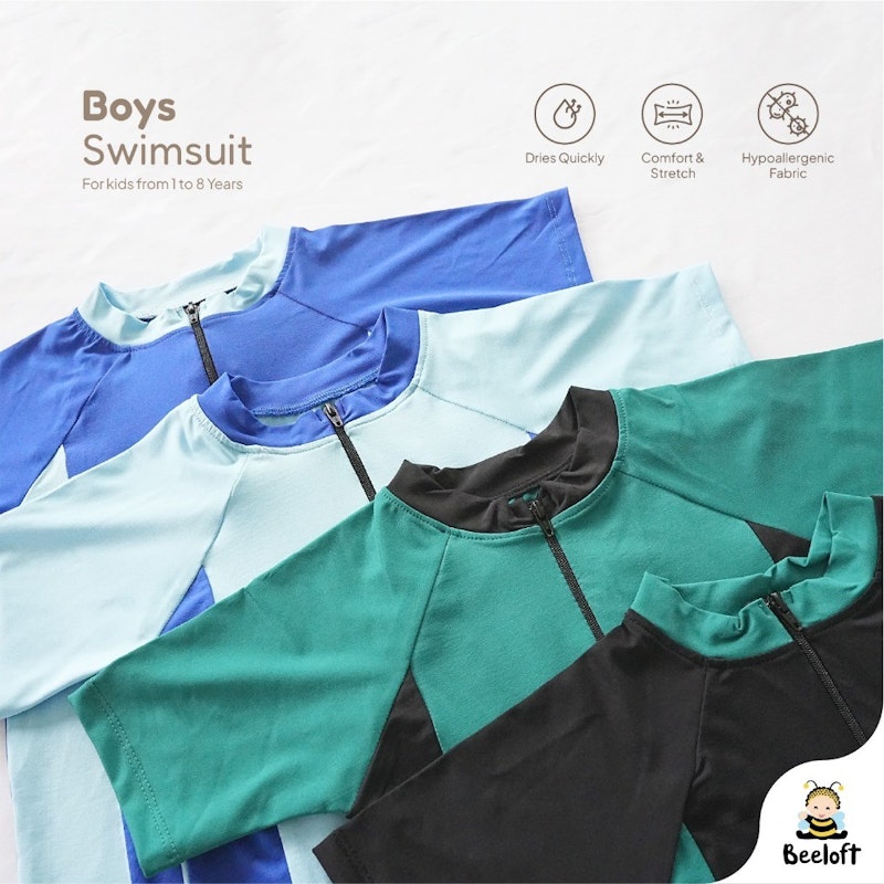 Beeloft Baju Renang Anak Laki-laki Shadow Green 4