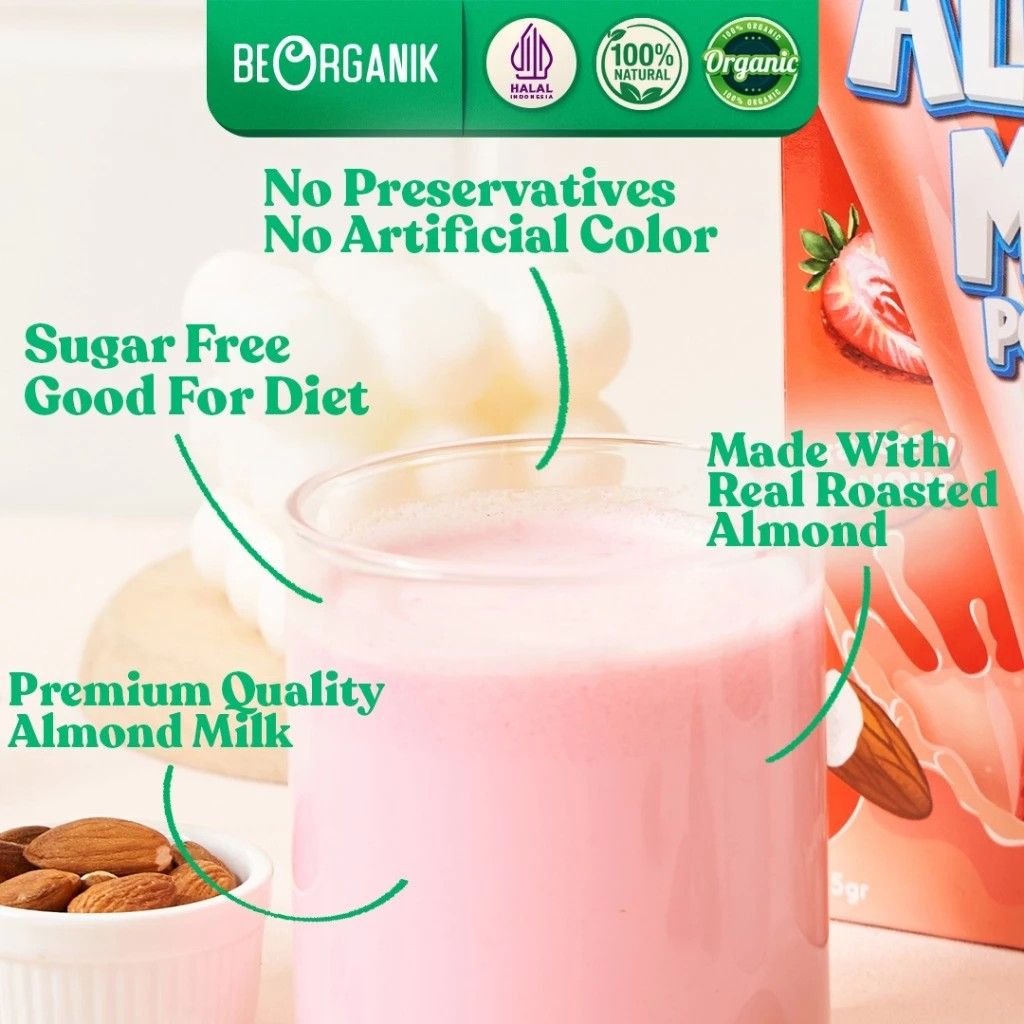 Beorganik Beorganik Almond Milk Powder Strawberry