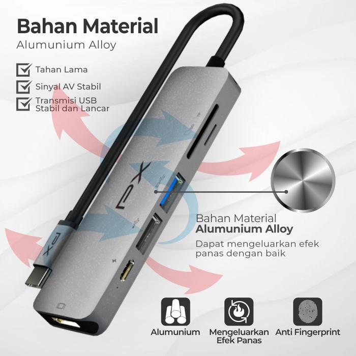 Selaras Inti Tribuana PX Fast 6 in 1 USB-C 3.1 Hub Converter UCH160