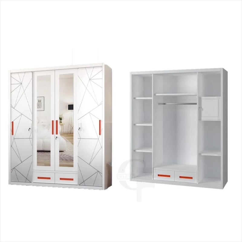 SHUMO® Lemari Pakaian Besi 4 Pintu 3