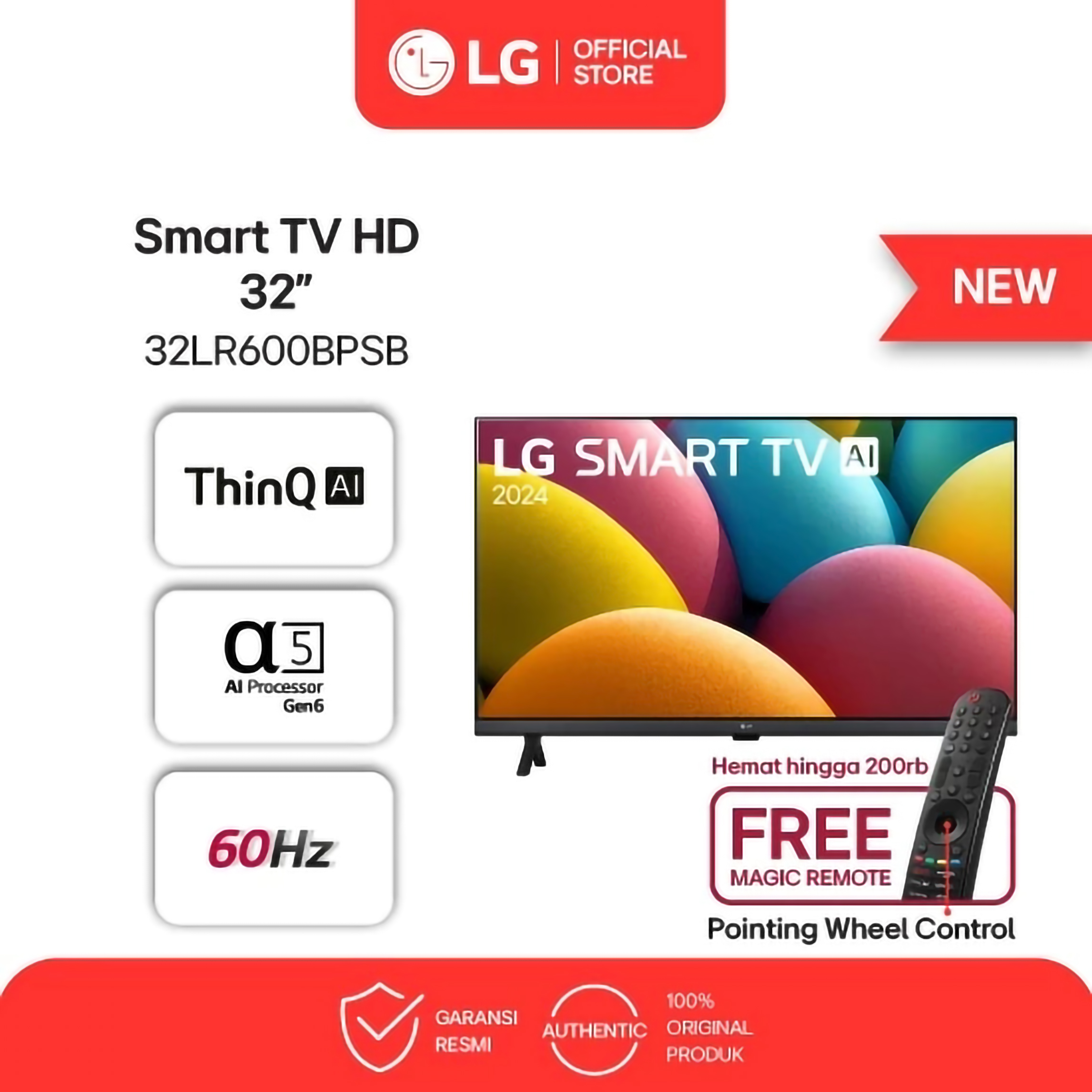 LG Electronics LG Smart TV HD 32 Inch 32LR600BPSB 