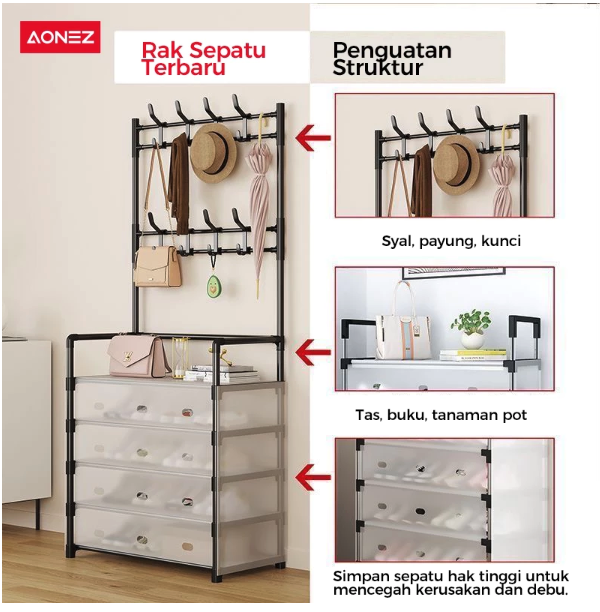  Aonez Rak Sepatu 2 in 1