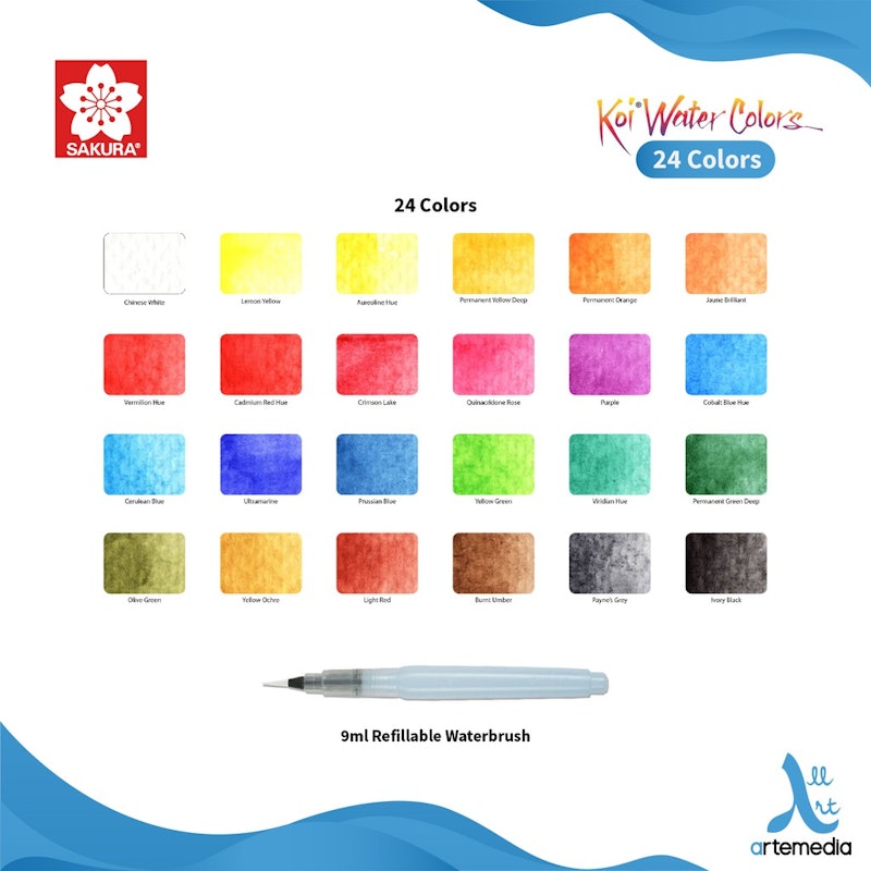 Sakura Koi Water Colors Pocket Field Sketch Box 24 Colors