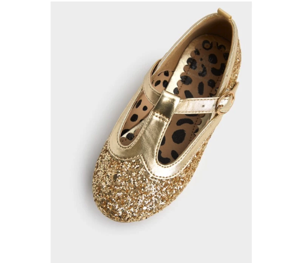 Multitrend Indo Mothercare Gold Glitter Ballerina Shoes