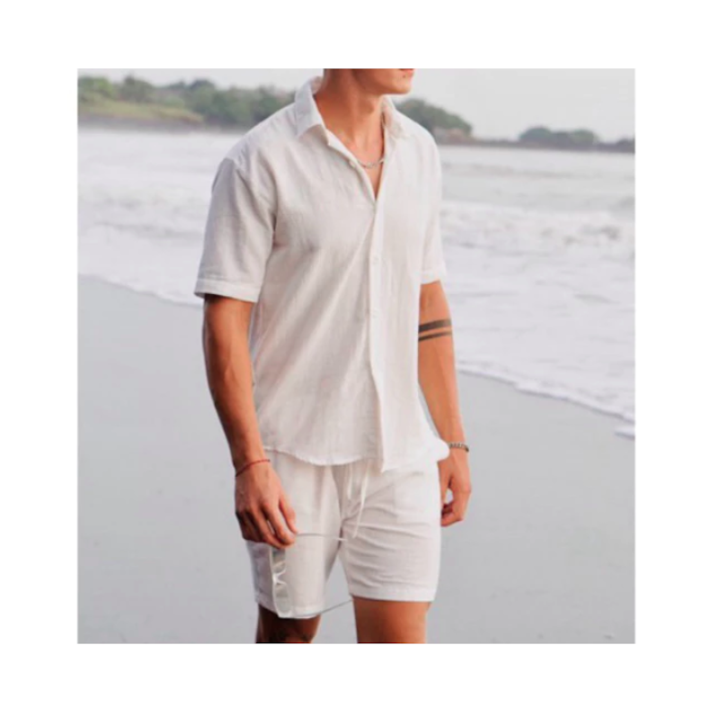BEACHWELL Kemeja Pria Linen Katun Lengan Pendek Canggu Series 2