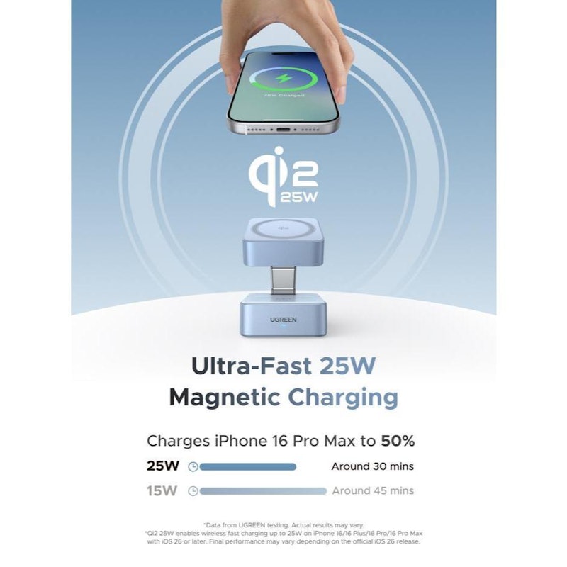 UGREEN MagFlow 2-in-1 Magnetic Wireless Charger 25W 3