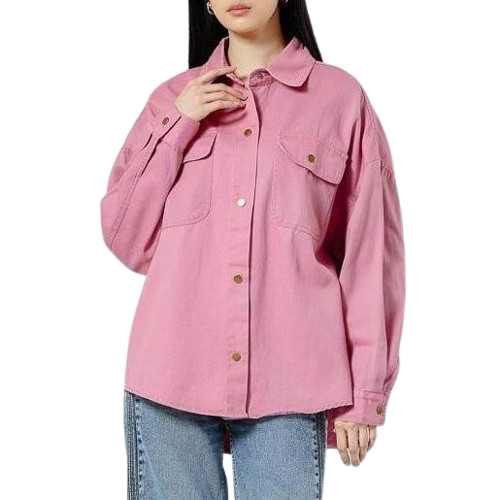 This Is April Carmen Oversized Denim Jacket Pink 1