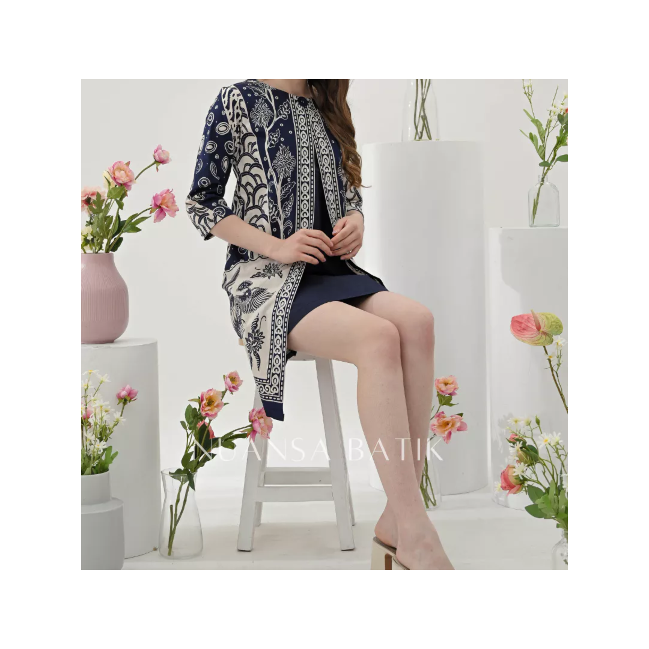 Nuansa Batik Dress Batik Lengan 7/8 Katun Stretch