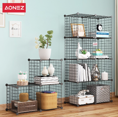 Aonez Rak Buku Besi Jaring