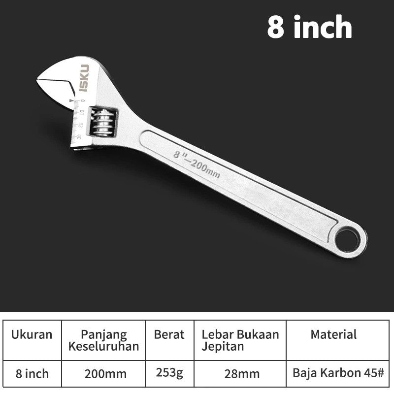 ISKU Adjustable Wrench 8 Inch 5