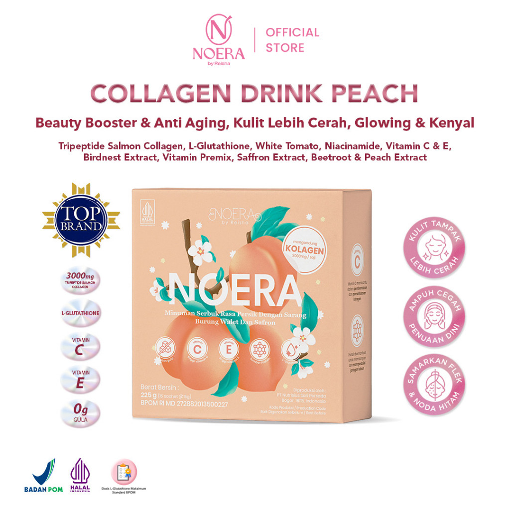 Prima Satya Abadi Noera Minuman Serbuk Rasa Peach dengan Kolagen