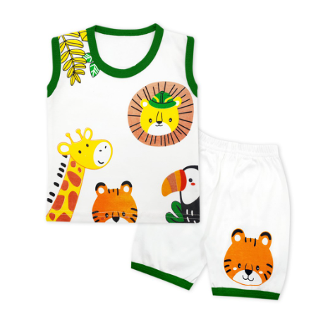 WakaKids Setelan Baju Singlet Motif Animals  ｜ 3723