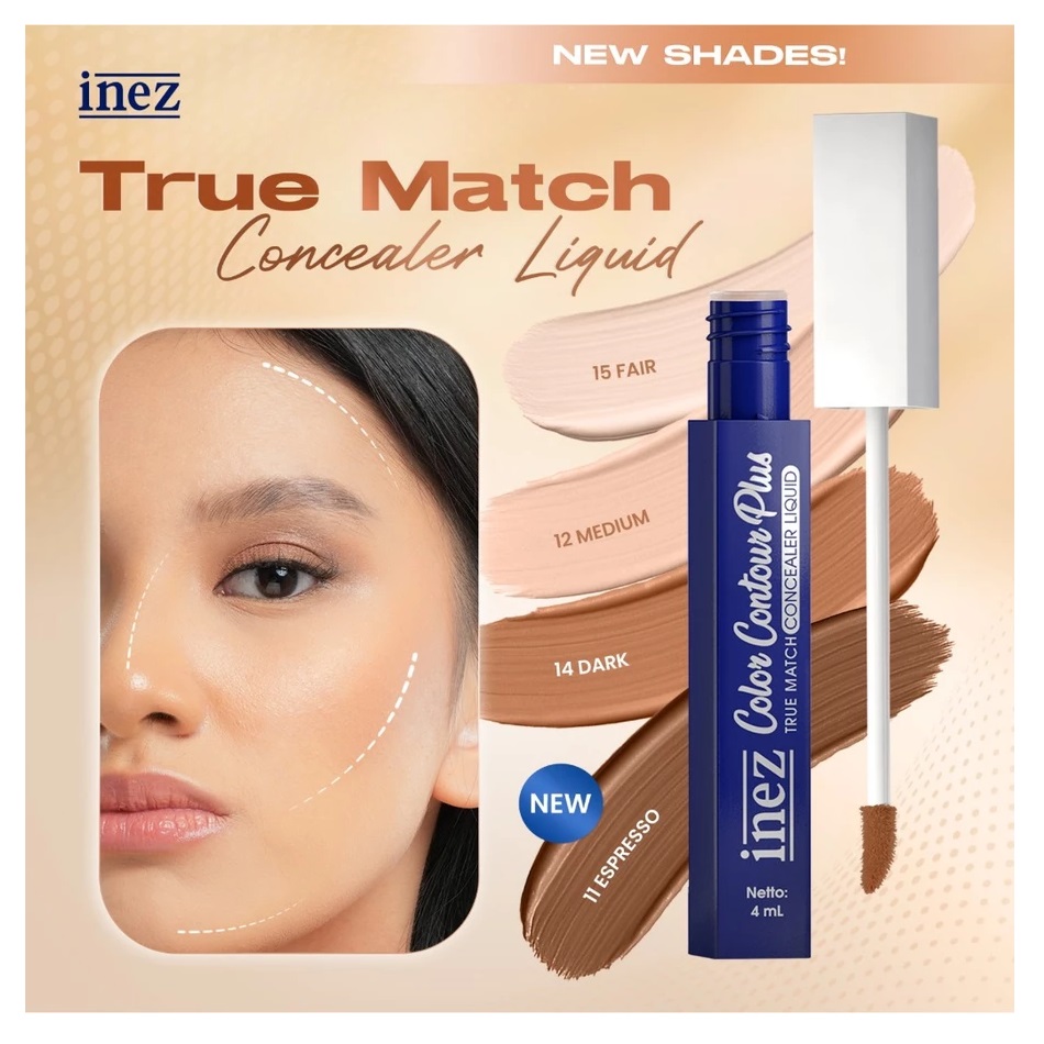 Kosmetikatama Super Indah Inez Cosmetics Color Contour Plus True Match Concealer Liquid Dark 14