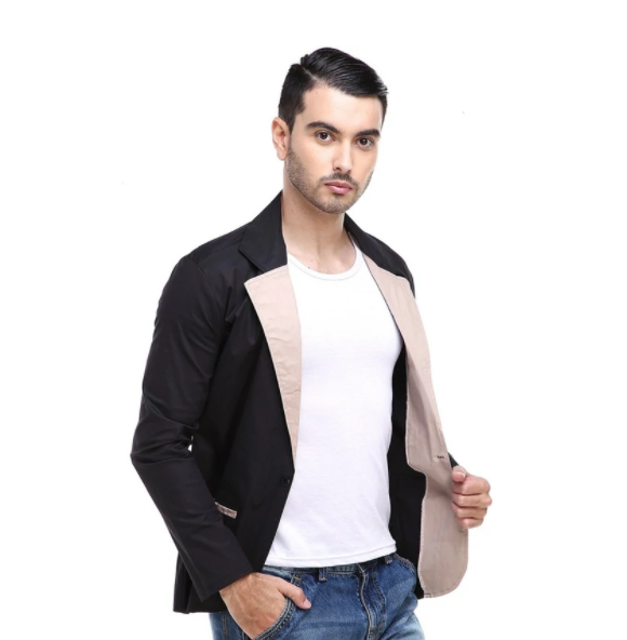 Woreq Jas Blazer Pria Pockets Two Tone Formal Casual