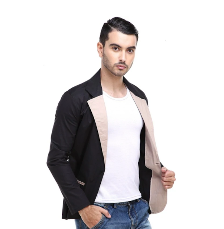 Woreq Jas Blazer Pria Pockets Two Tone Formal Casual 4
