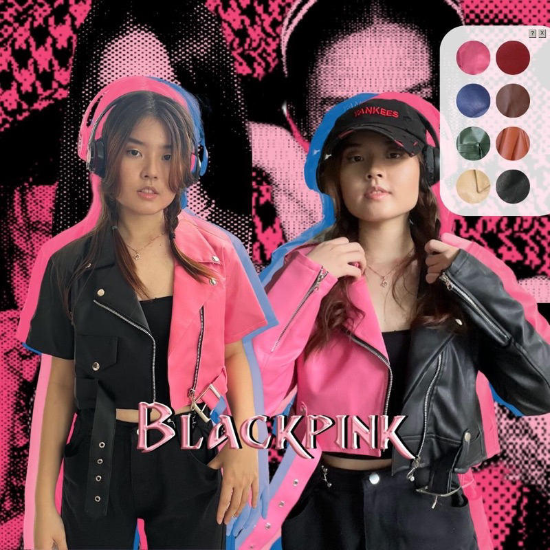 PICKYOURTSYLE.IND Leather Jacket Crop Two Tone