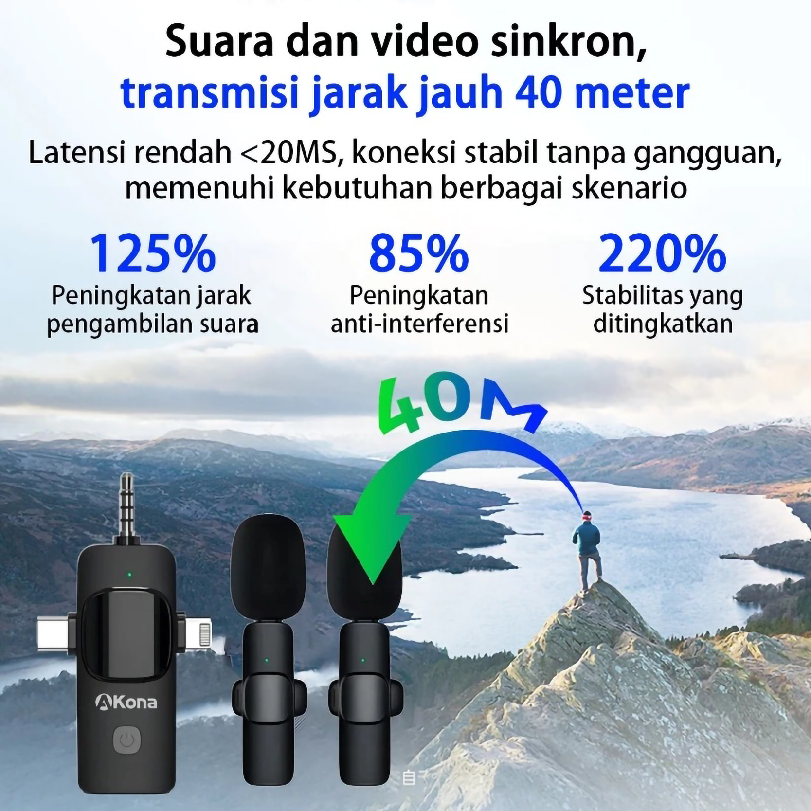  Akona 3 IN 1 Mic Wireless Clip On