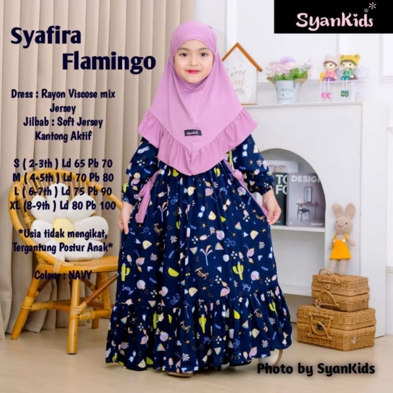 SYANKIDS Gamis Anak Syafira Flamingo Set 3