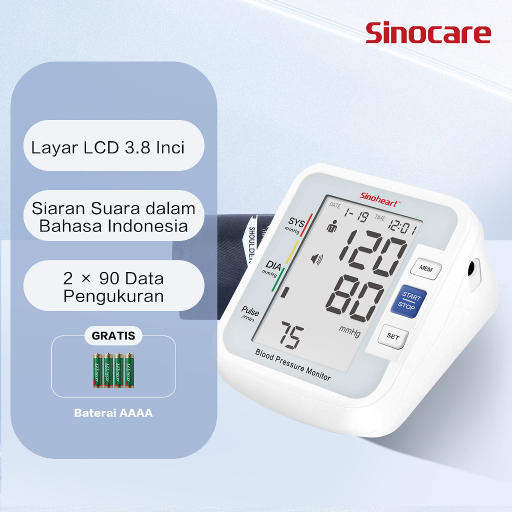 Sinocare Healthcare Indonesia Sinocare Blood Pressure Monitor  BA-801