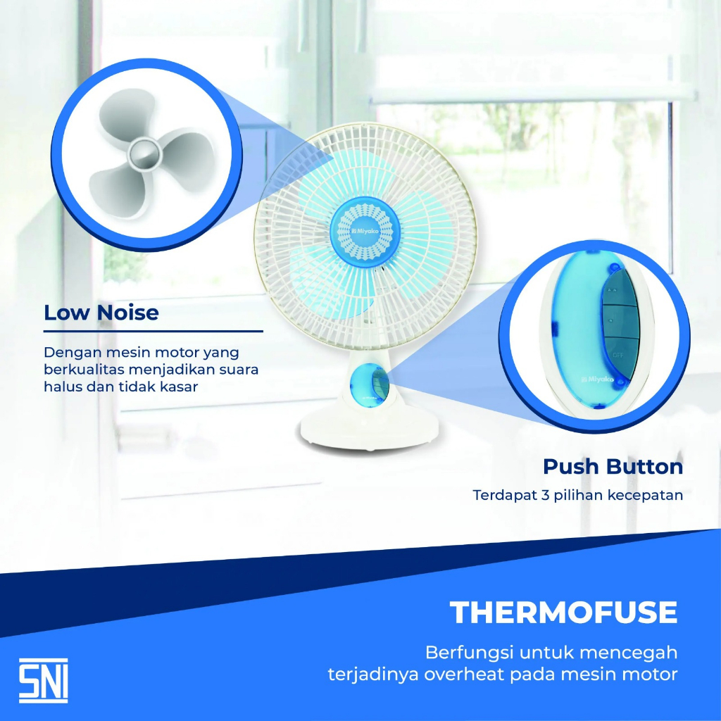 Kencana Gemilang Miyako Desk Fan & Wall Fan  KAD-927 B