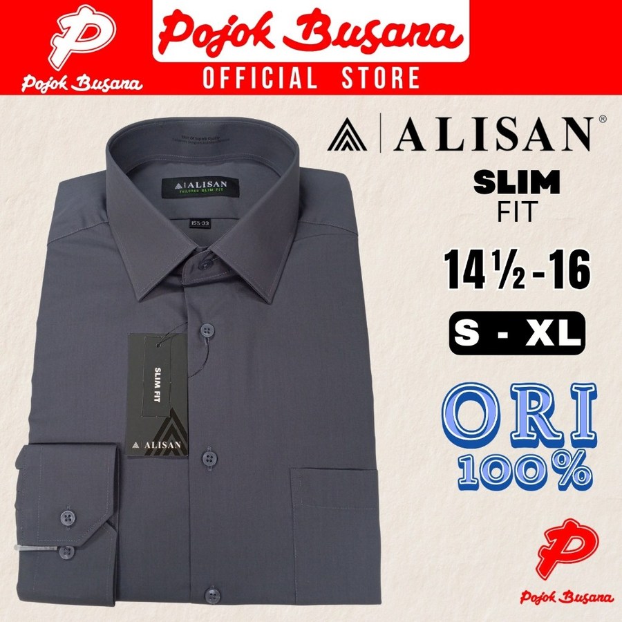 Alisan Kemeja Lengan Panjang Polos Slimfit 4