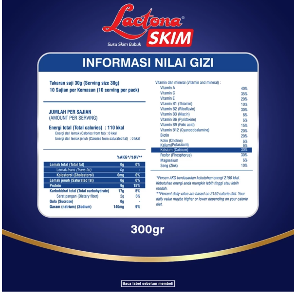 Mirota KSM Lactona Skim Low Fat