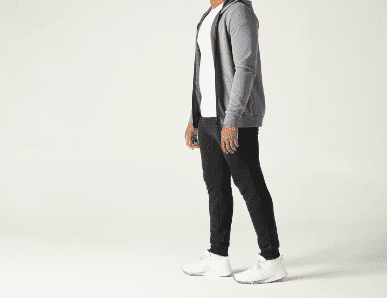 Domyos Hoodie Fitness Ritsleting Pria 100 Abu-Abu 2