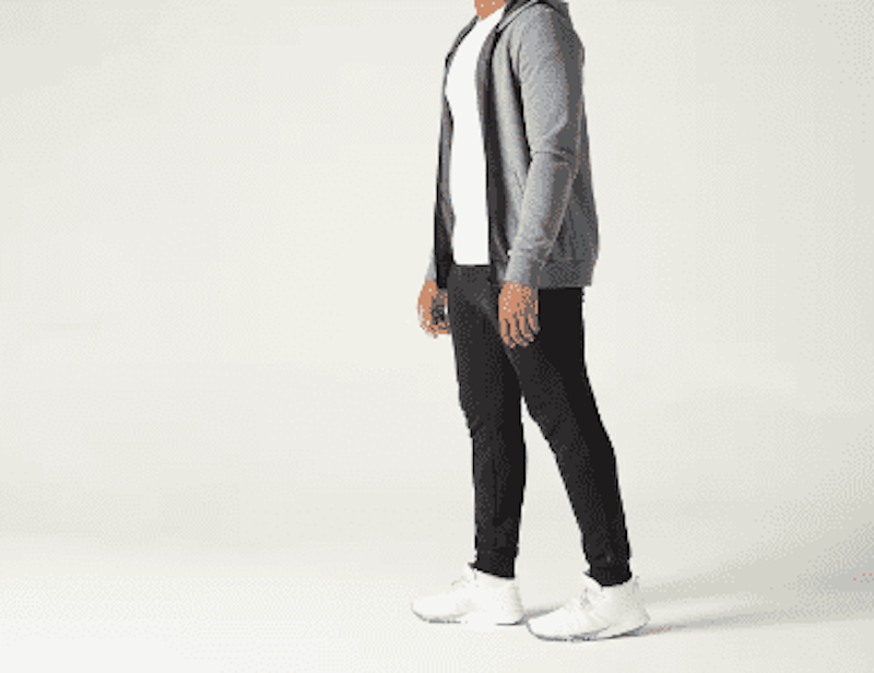 Domyos Hoodie Fitness Ritsleting Pria 100 Abu-Abu 2
