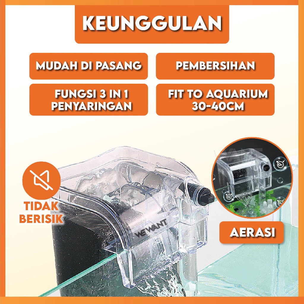 Wewant Sukses Bersama WeWant Filter Air Aquarium Gantung 3W