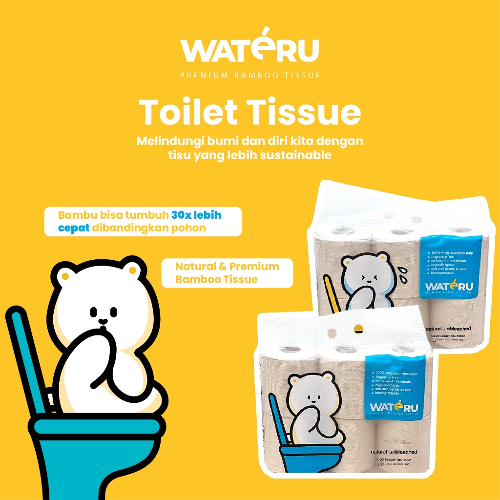 Wateru Natural Alkalindo Wateru Premium Bamboo Toilet Tissue
