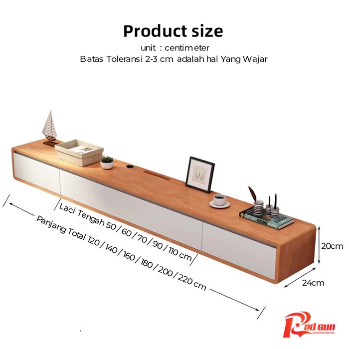 Red Sun Industry Red Sun Meja TV Gantung Minimalis
