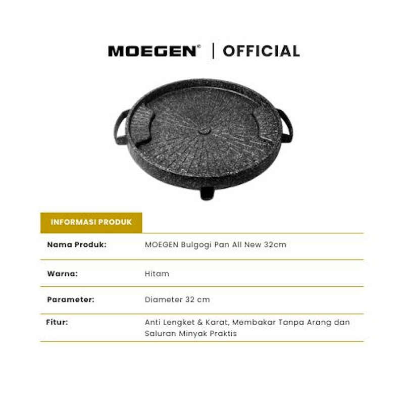 MOEGEN Bulgogi Pan 32 cm dengan Tutup Kaca dan Kompor 5