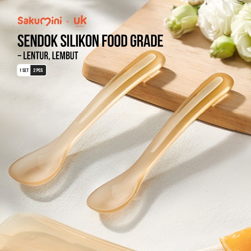 Sakumini 2in1 Kids Spoon Silicone 2