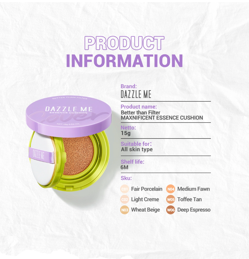 HEBE Beauty Style DAZZLE ME Better Than Filter Maxnificent Essence Cushion Fair Porcelain