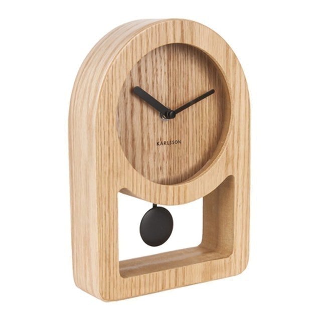 Karlsson Table Clock Lena Pendulum Wood Veneer