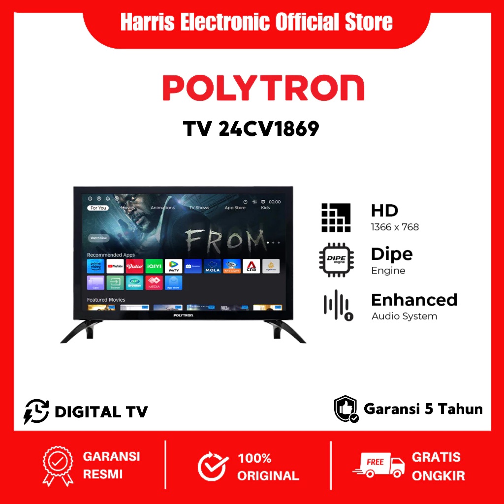 Hartono Istana Teknologi Polytron Smart Lite Digital TV 24 Inch  PLD 24CV1869