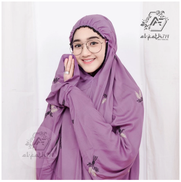  ALFATH714 Mukena Dewasa Terusan Bordir Pita Bunga