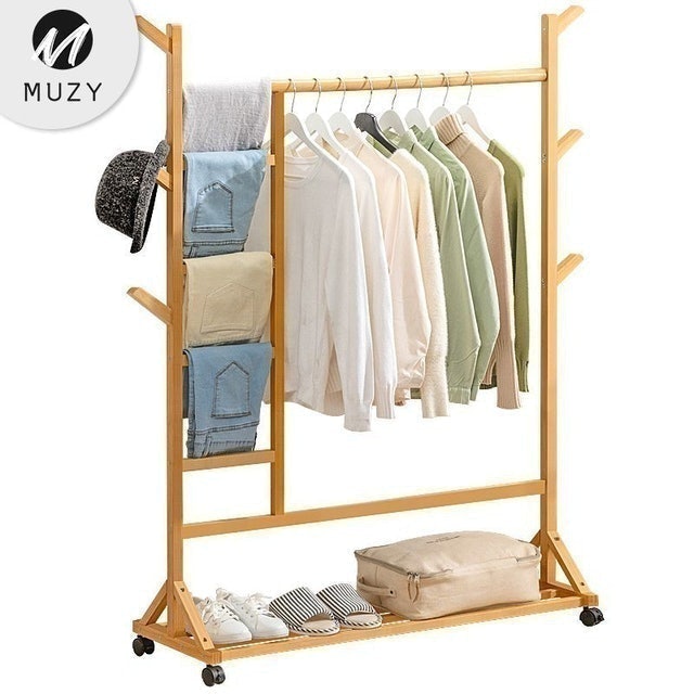Muzy Stand Hanger Double Rak Serbaguna Dengan 4 Roda  HSH201