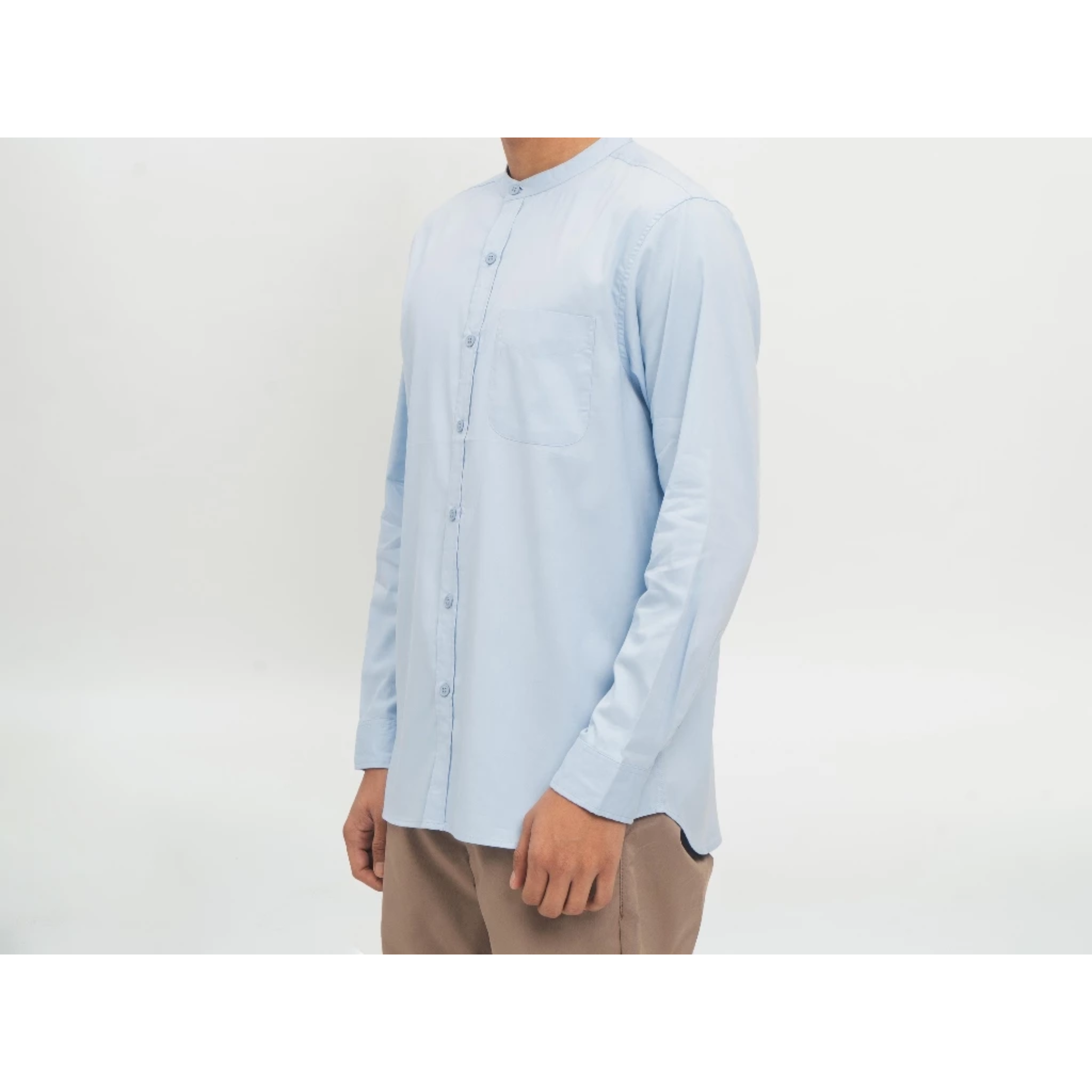 Multi Karya Garmentexindo M231 Kemeja Pria Koko Shanghai Polos Panjang Biru Muda  0915G