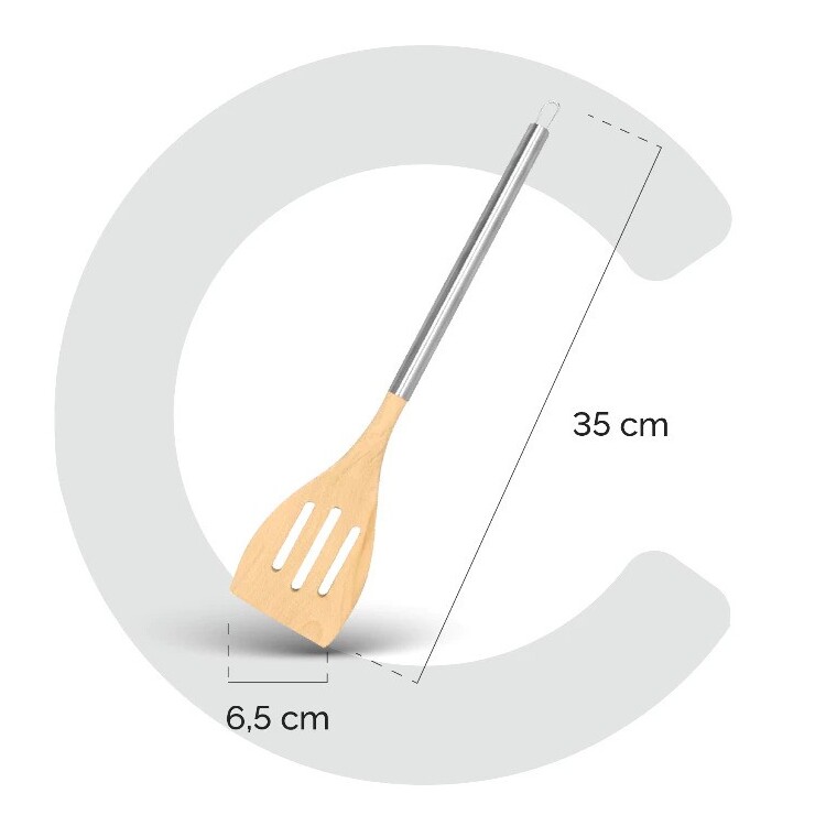 CYPRUZ Kitchenware CYPRUZ Spatula Kayu Beech Wood Slotted Turner Series