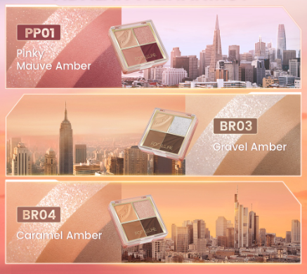 Shimmer Eyeshadow Palette 4 Shades Amber Gold 3