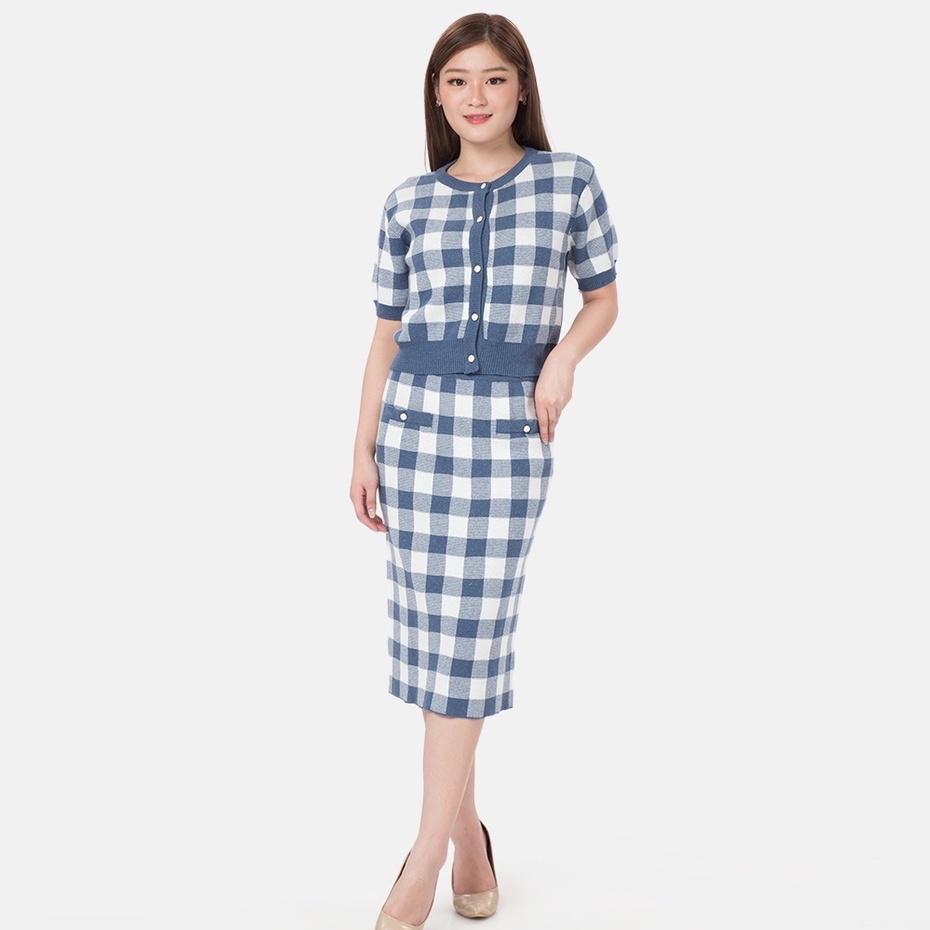 Carol Set Plaid Blouse with Span Skirt