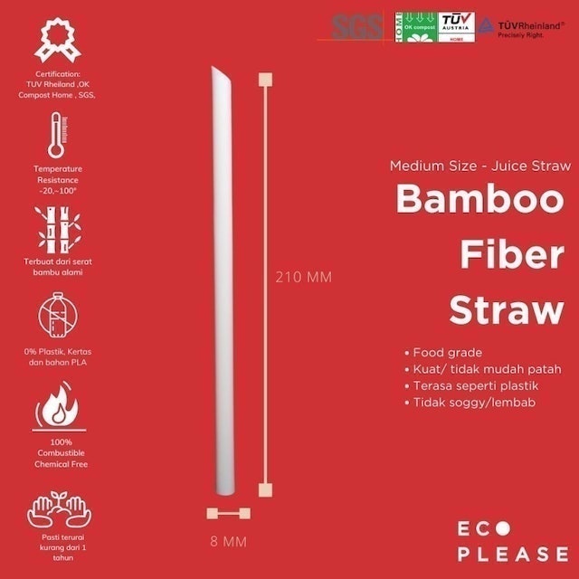 Sedotan Ecofriendly Premium Serat Bambu Antisoggy