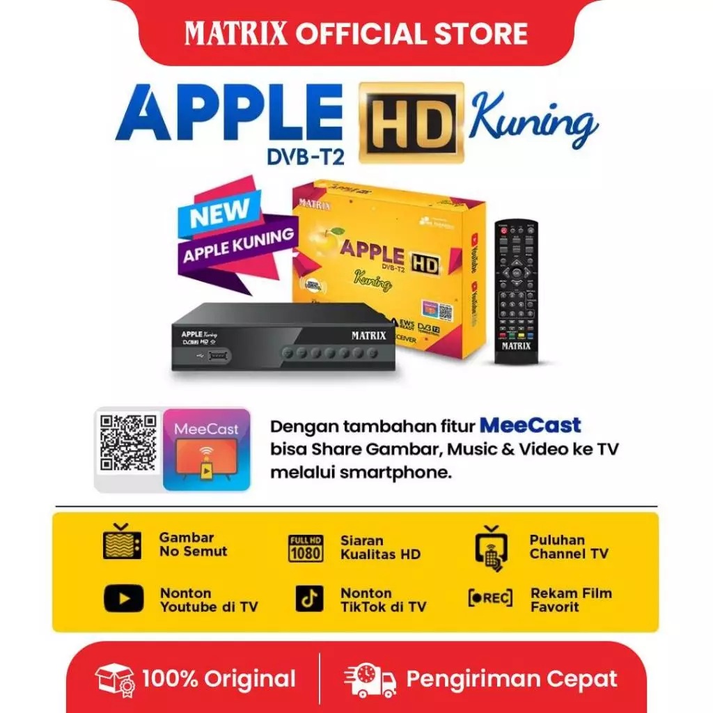 Stella Satindo MATRIX Set Top Box Apple Kuning  DVBT2 HD