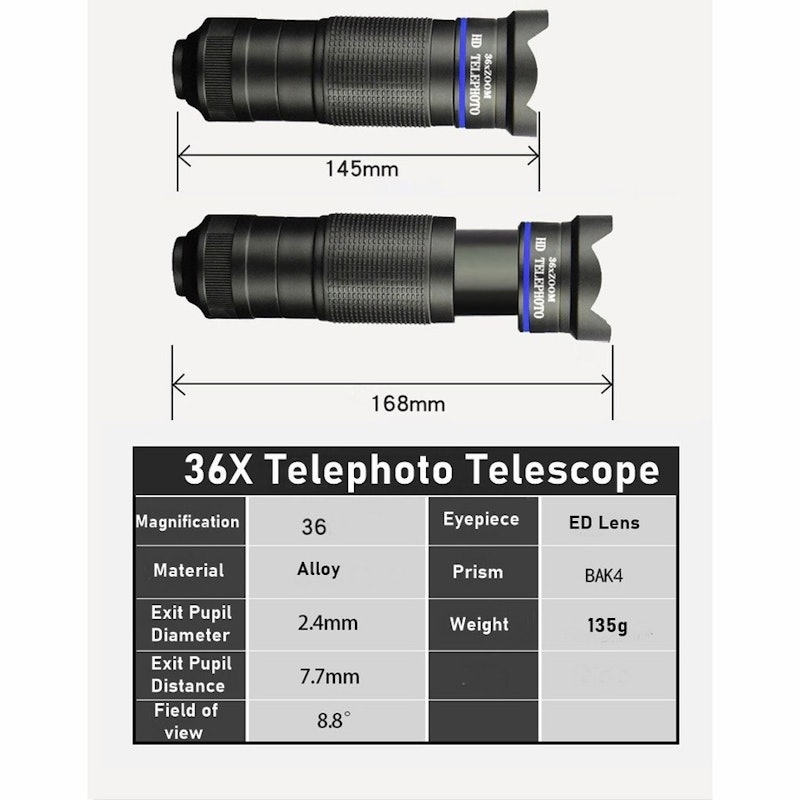 Mipanda Lensa Telefoto Kamera Ponsel 36X 2
