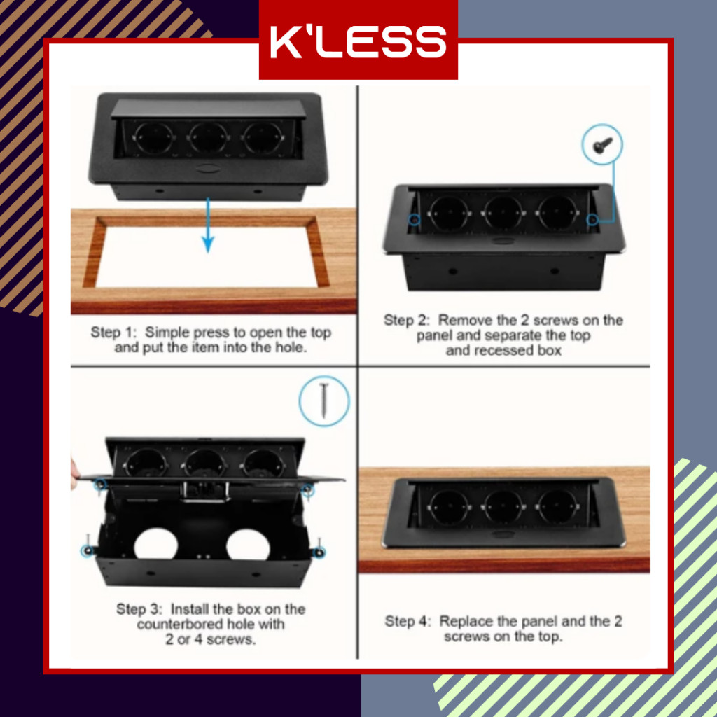  Stopkontak Meja Tanam 2 Socket 2 USB